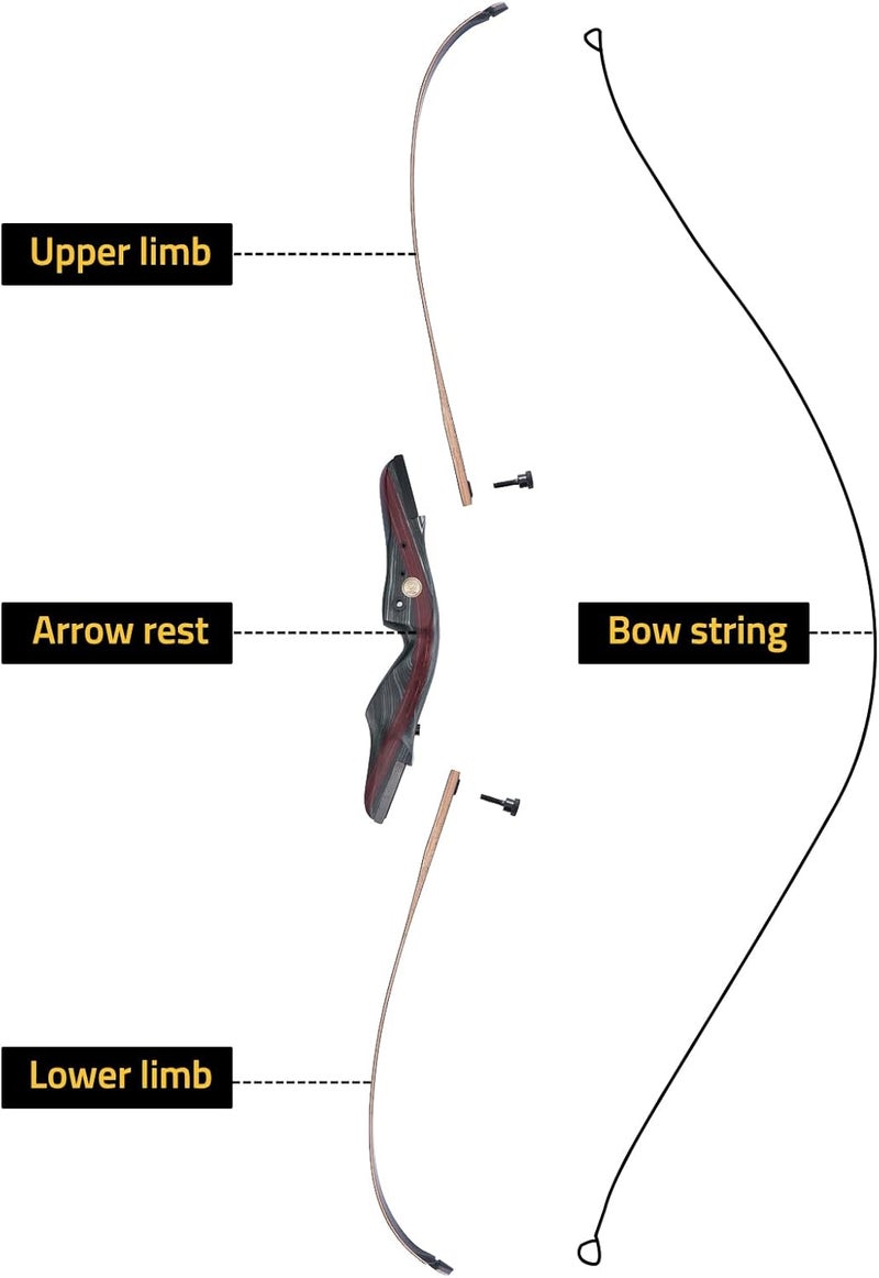 CVLIFE 62" Recurve Bow and Arrow Set for Adults and Hunter,30lb-40lb Right Hand Wooden Takedown Hunting Recurve Bow,for Beginners to Advanced,Outdoor Hunting and Target Practice - Image 5